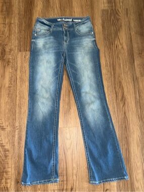 WallFlower Jeans Luscious Curvy Fit Bootcut Flap Pockets Thick Stitch Womens 7